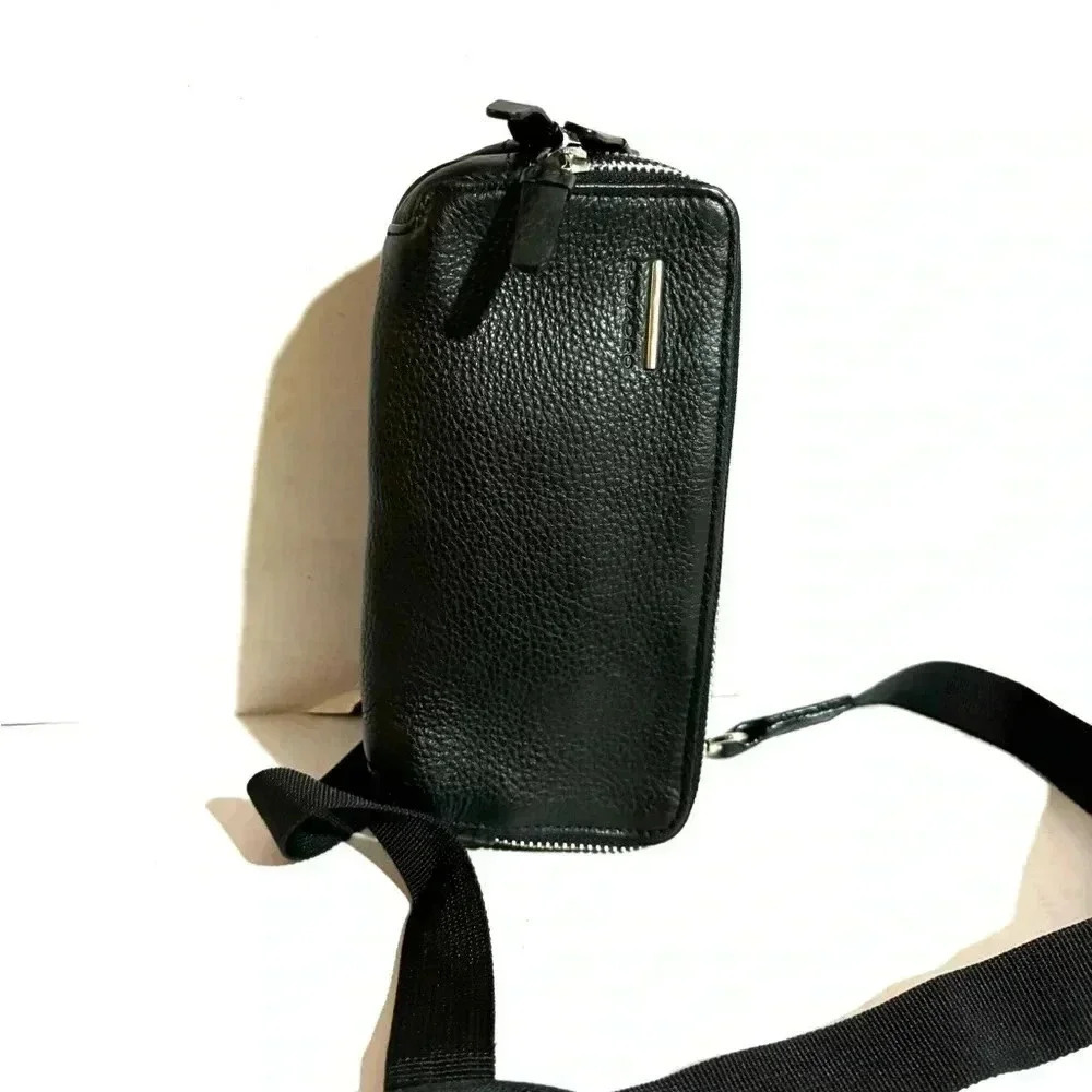 Piquardo black  unisex leather crossbody/ fanny pack/ wristlet bag - Picture 6 of 15